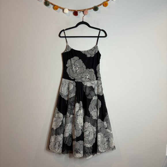 Y2K Vintage BCBG MaxAzria black and white beaded tulle dress - Picture 1 of 6